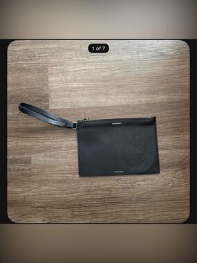 Burberry Black Leather Pouch with Silver Logo